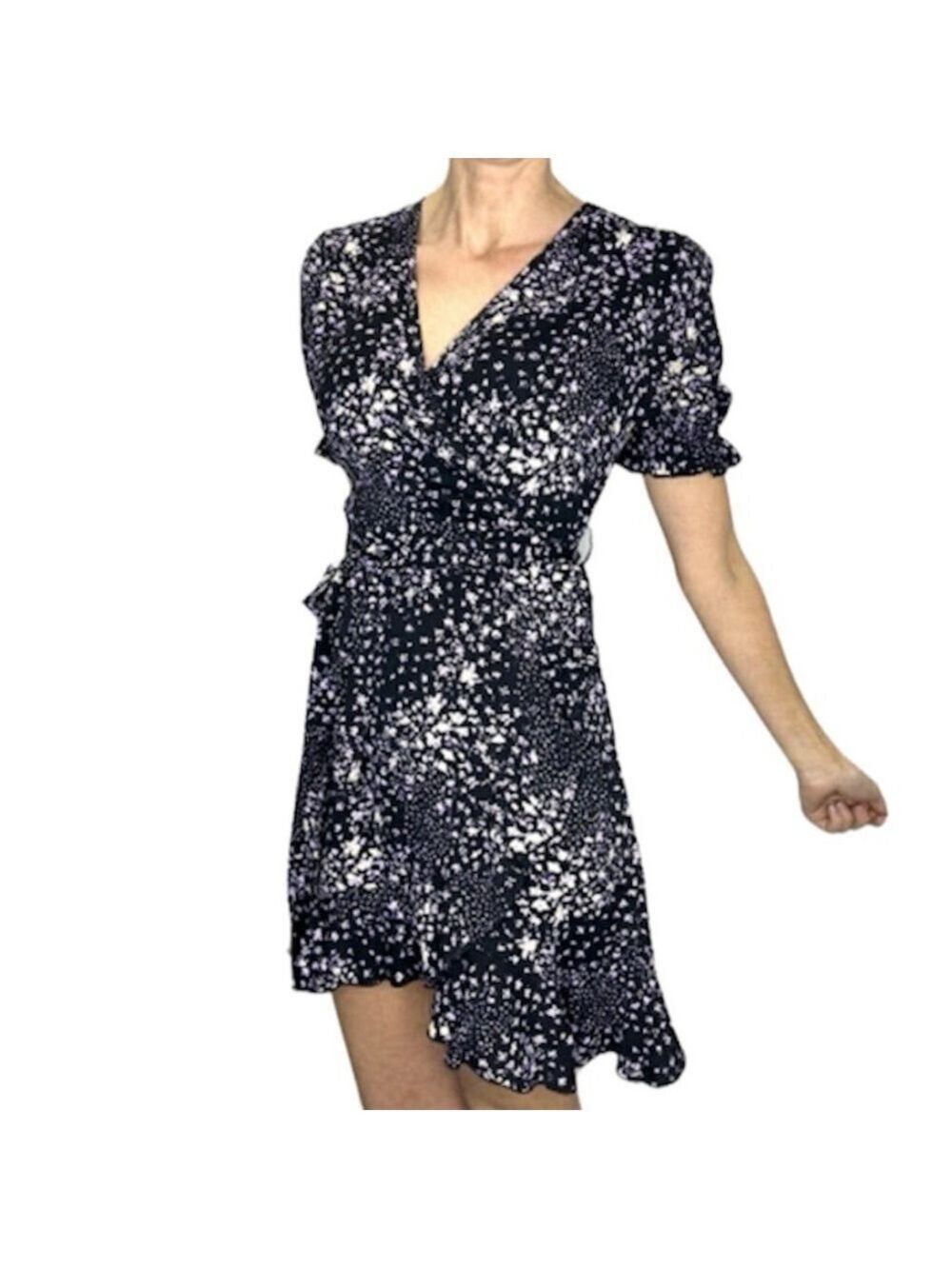 Missguided Black Purple Floral Ruffle Mini Dress 2